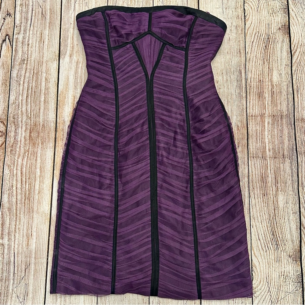 BCBGMaxAzria Strapless Purple Bodycon Dress 4 Silk Goth Whimsigoth Evening Party